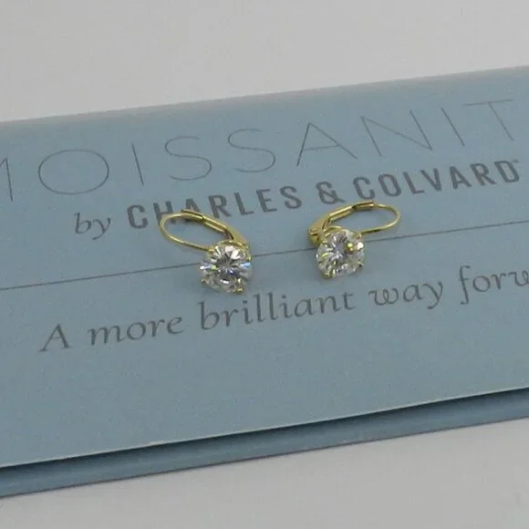 Charles & Colvard Moissanite Earrings (2 ct. t.w. Diamond ) 14K Yellow Gold - Picture 1 of 5